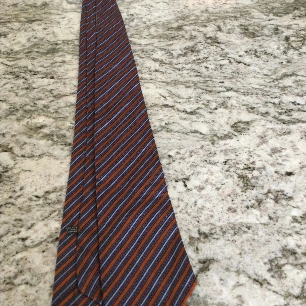 Stefano Ricci Orange and Blue Diagonal Stripe Silk Tie